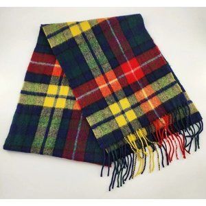 James‎ Pringle Weavers 100% Wool Scarf Multicolor Plaid Fall Colors Fringe
